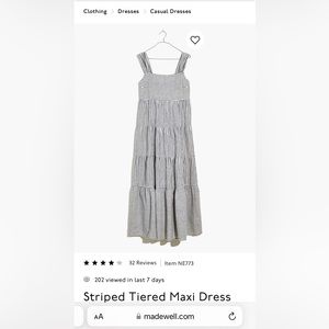 Madewell - Cream and grey stripe tiered maxi dress.